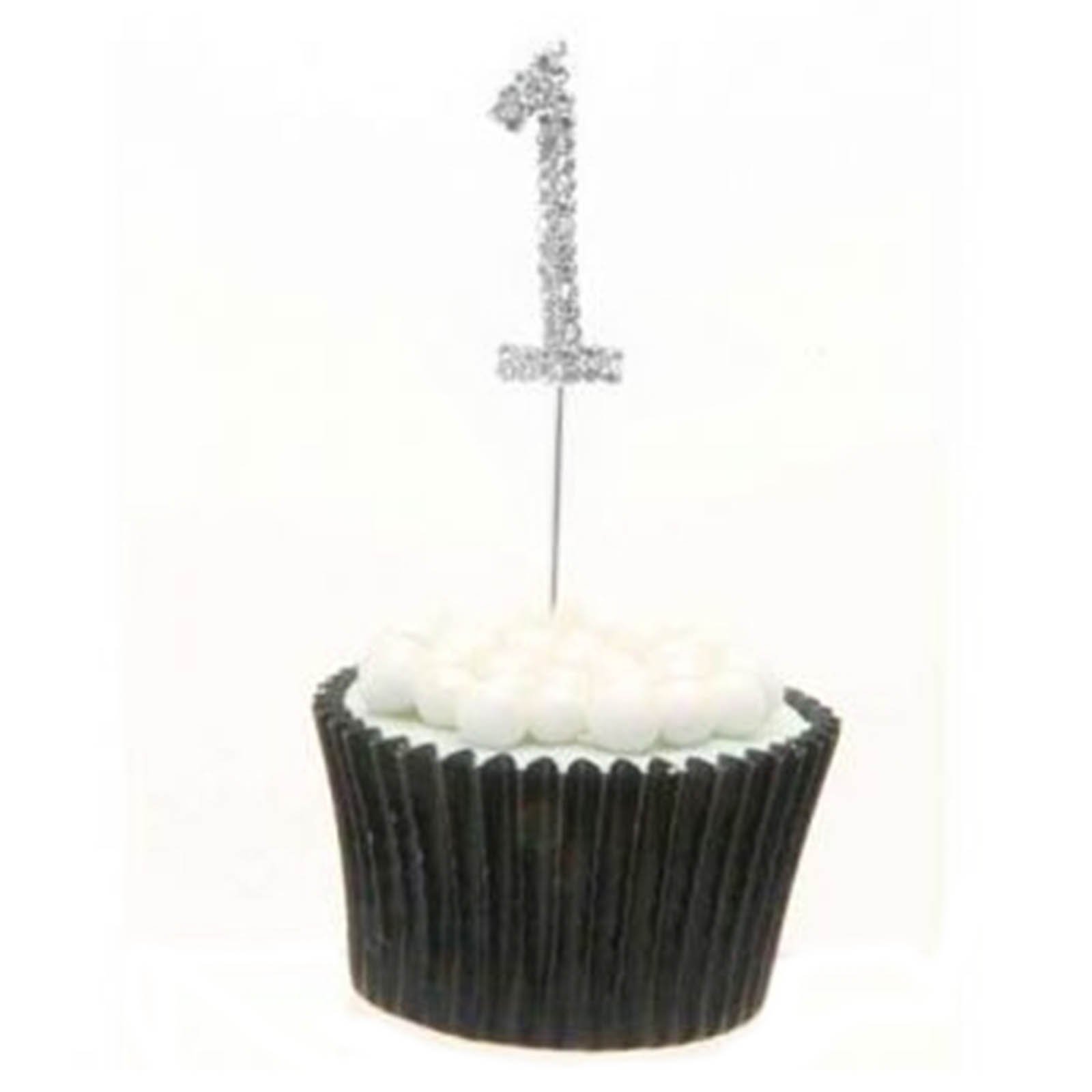 Sparkle & Celebrate! Rhinestone Number Cake Topper – The Ultimate Birthday & Anniversary Cake Bling (1 (One), Silver)