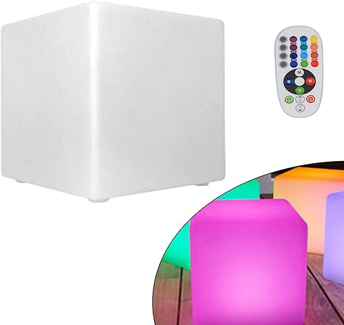 Taburete de luz LED de color de 16 pulgadas, para exteriores, interiores, recargable, con control remoto, RGB que cambia de color, taburete de