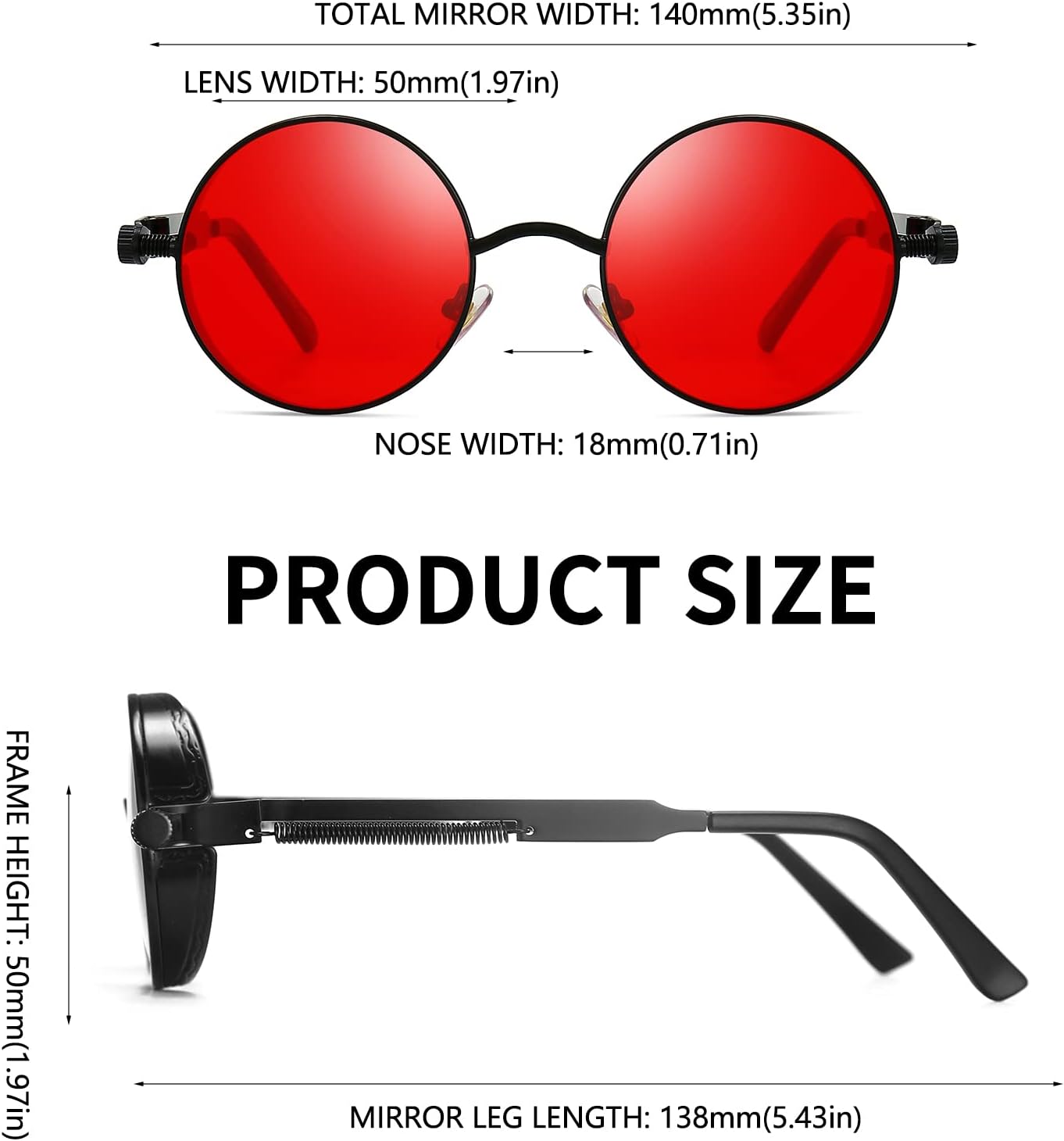 GYsnail Make the world clear Polarized Steampunk Sunglasses, Round Lennon Shades for Outdoor Activities, Fashion Cool Eyewear - Image 4