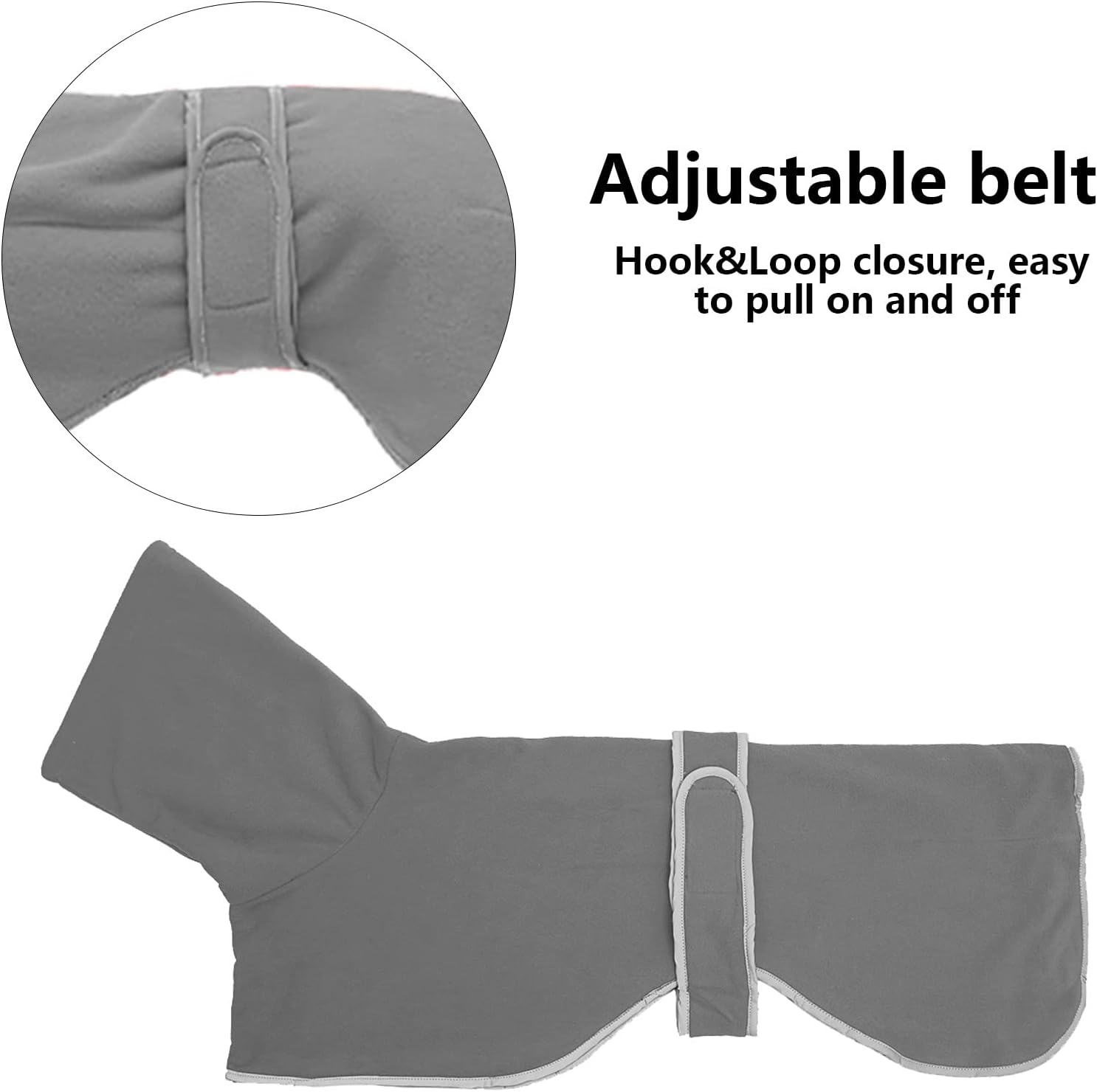Greyhounds Lurchers Whippets Dog Coats with Reflective Stripe Dog Winter Coat Jacket Fleece Adjustable Band - Gray - L