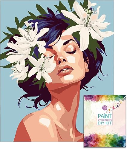 Easy Craft Paint by Number DIY Kit, 50x40cm- Beauty with Flowers - Agapanthus