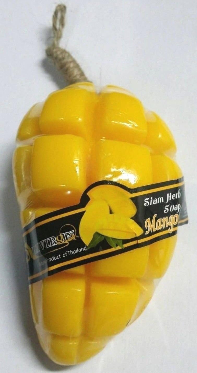 Thai Soap Fruit Handmade with Fiber Bath Body Spa Scrub Skincare Scent Aroma Skin Care Wash Scrub Mango Loofah Natural Thai fruit Gift