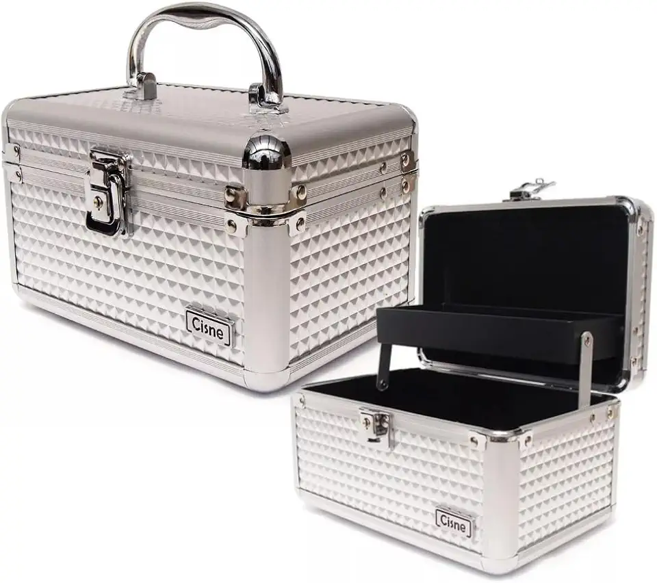 Maleta De Maquiagem Profissional Pequena Cisne Ruby's Vazia Porta Jois Acessórios (Prata)