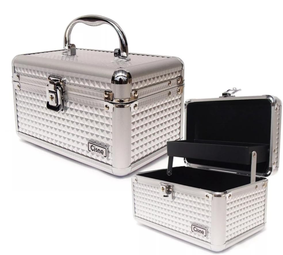 Maleta De Maquiagem Profissional Pequena Cisne Ruby's Vazia Porta Jois Acessórios (Prata)
