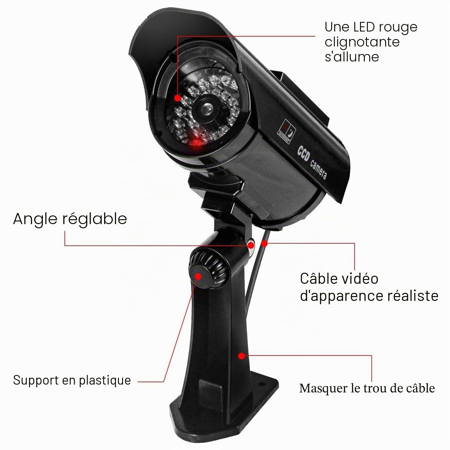 ERWEY 2 pièces Caméra Solaire LED Flash caméra virtuelle, caméra de sécurité Solaire CCTV analogique Surveillance virtuelle caméra de sécurité, Noir