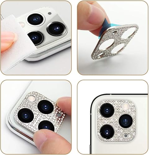 Miniatura 6 de Omorro Protector de lente brillante para iPhone 13 Pro Max, cubierta de cámara con purpurina 3D con diamantes de imitación de diamantes de imitación