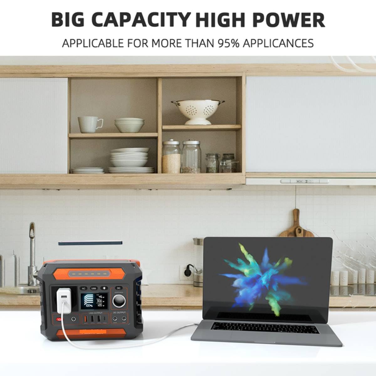 Homgoday Generador de Energía Solar Portátil 78000mAh/288Wh 260W Onda Sinusoidal Pura, Estación de Energía para el Hogar, Camping y Viajes Largos por Carretera con Panel LCD
