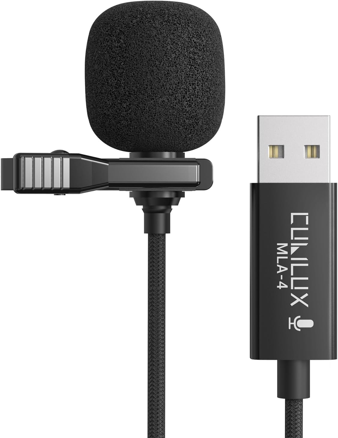 Cubilux Mini USB Lavalier microfono (USB A), microfono lavalier unidirezionale per PC e laptop, per Zoom, Skype, dettatura, canto e registrazione, 1,2 m (4 piedi)