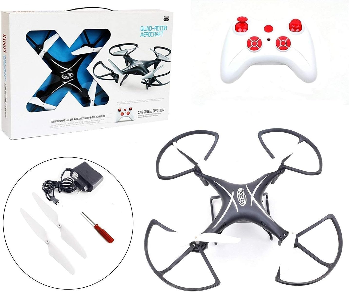 SUPER TOY 2.4g RC Drone Without Camera for Beginners - Hand Throw Take-Off/One-Key Return (Multicolour)