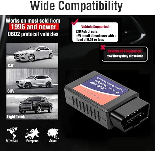 Miniatura 5 de Elm327 WiFi OBD2 interfaz puede autobús escáner herramienta de diagnóstico con chip original 25k80 soporte iOSAndroid V2.1