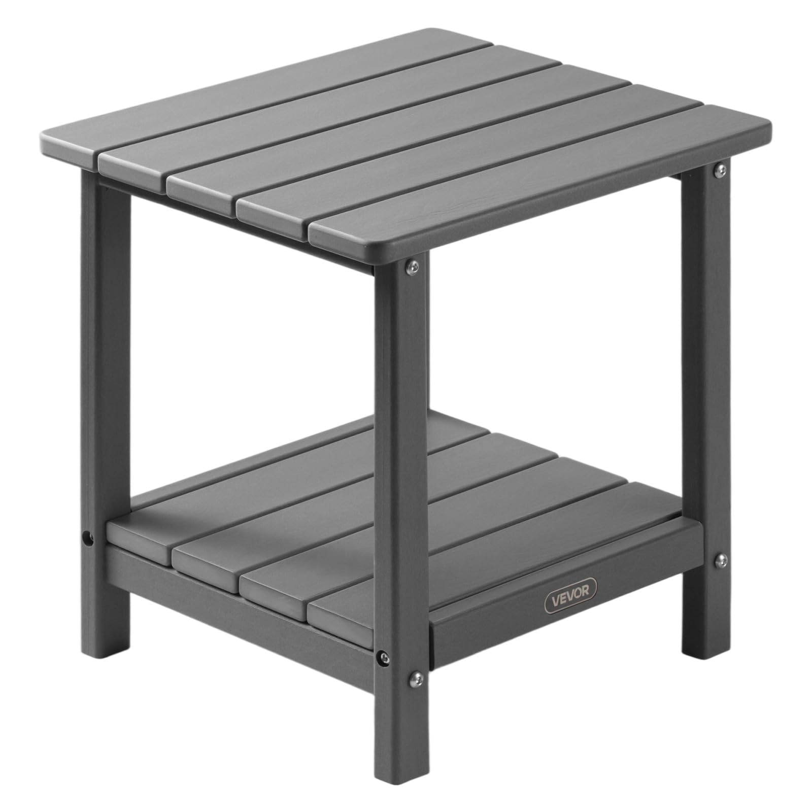 VEVOR Table d'Appoint Extérieur Jardin, 2 Niveaux, 45 x 38 x 44 cm, en PEHD, Entretien Facile, Résiste aux Intempéries, pour Terrasse, Bord de Piscine, Plage, Porche, Patio, Balcon, Intérieur, Gris