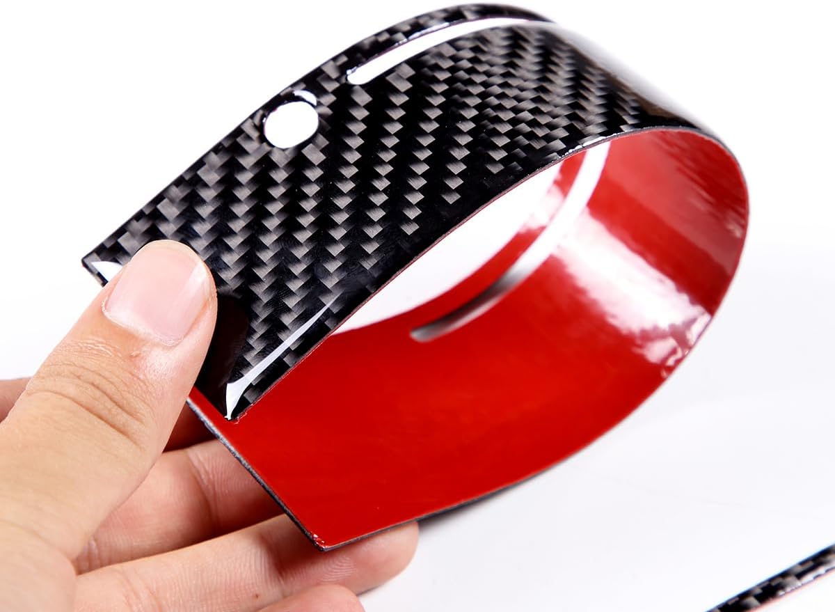 Car Center Console CD Trim Panel Sticker,Real Soft Carbon Fiber,Fit for Maserati Ghibli 2014-2022,Auto Interior Accessories 2PCS (Black Carbon Fiber)