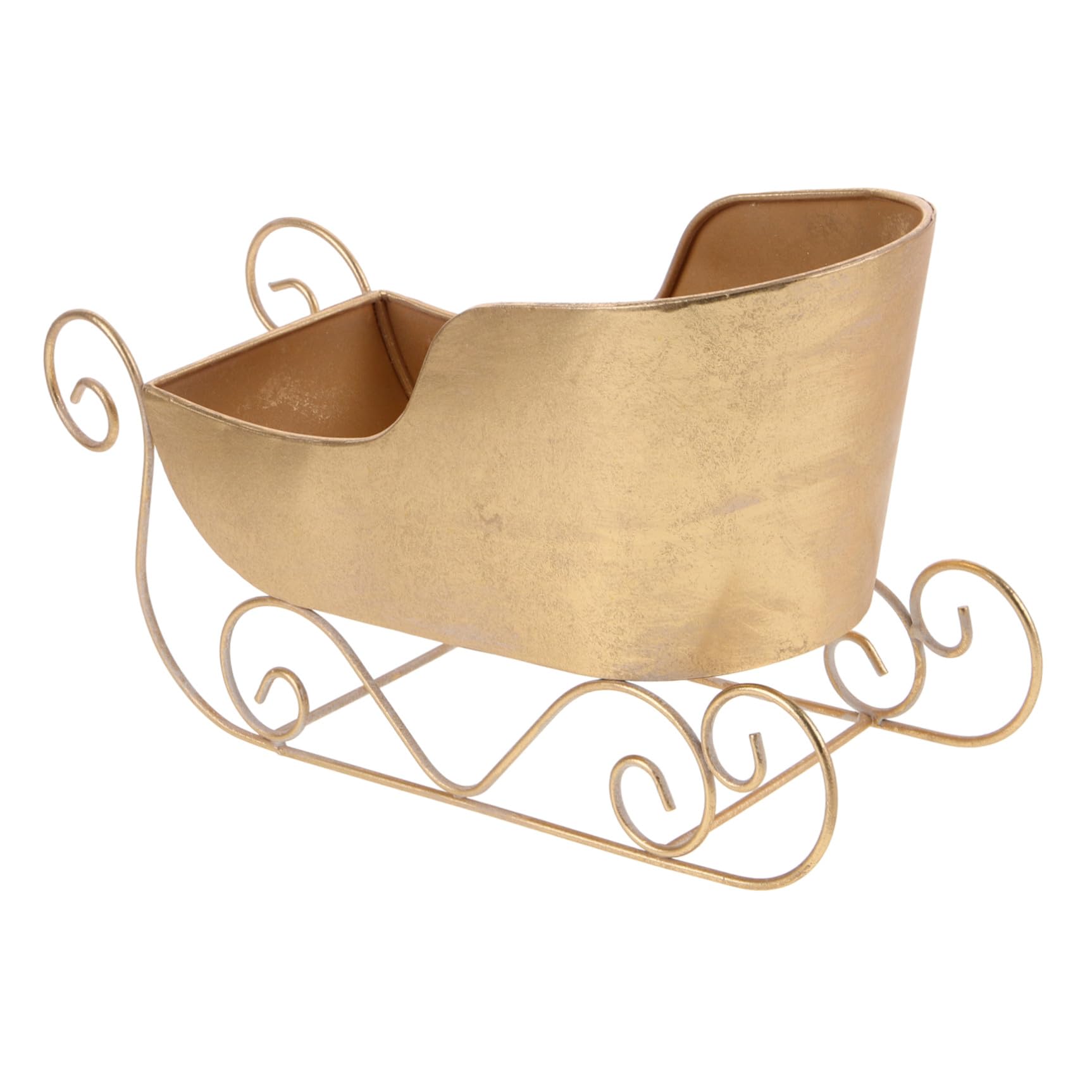 Decoración Navideña de Trineo Dorado en Hierro, Adorno Clásico para Árbol de Navidad y Fiestas Temáticas, Accesorio Decorativo y Foto Prop Elegante