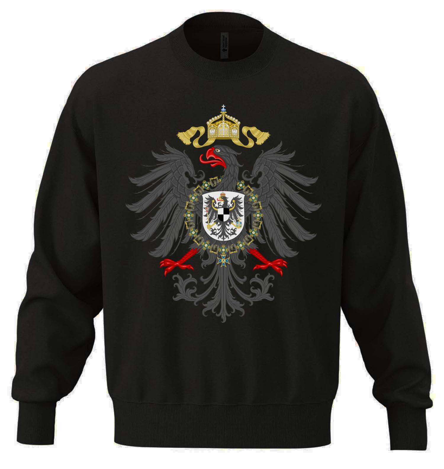 Niemcy Herb Unisex Oversize Mieszanka Bawełny Ciężka Bluza Czarna