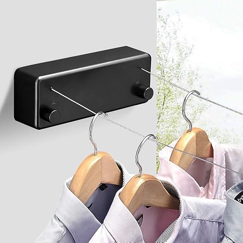 Miniatura 2 de BESy Funda retráctil ABS + secadora de aluminio con cuerda doble de acero inoxidable ajustable, estilo hotel, resistente, método de montaje en