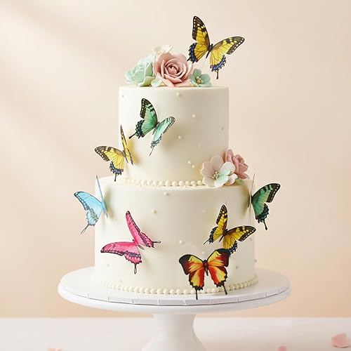 2" Edible Wafer Paper Big Colorful Butterflies for Cake /