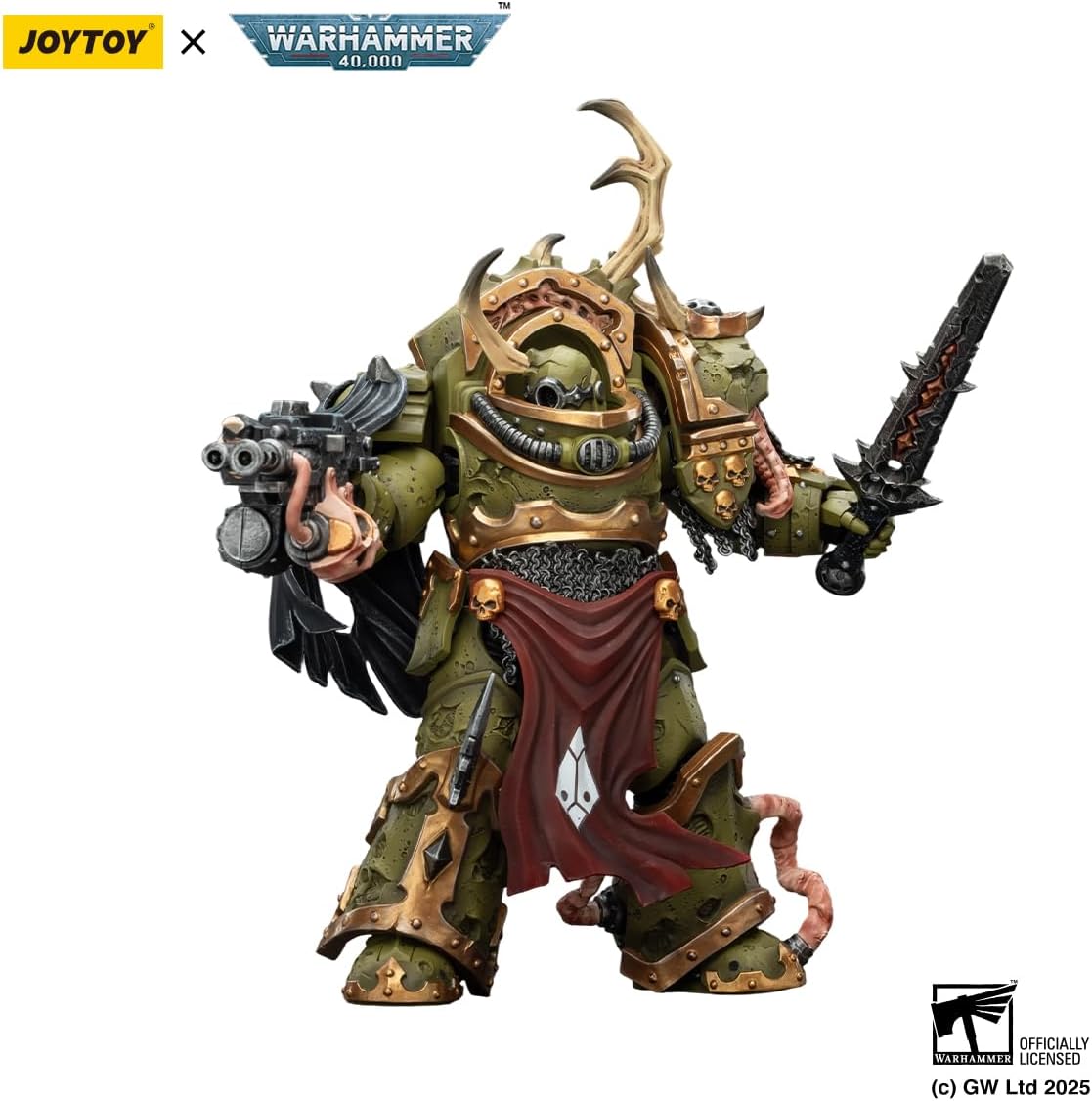 JOYTOY Warhammer 40K Death Guard Blightlord Terminator 3 with with Combi-Bolter and Bubotic Blade 1:18 Action Figure Mecha Joy Toy Collection Model Gift, Height 5.6 inch
