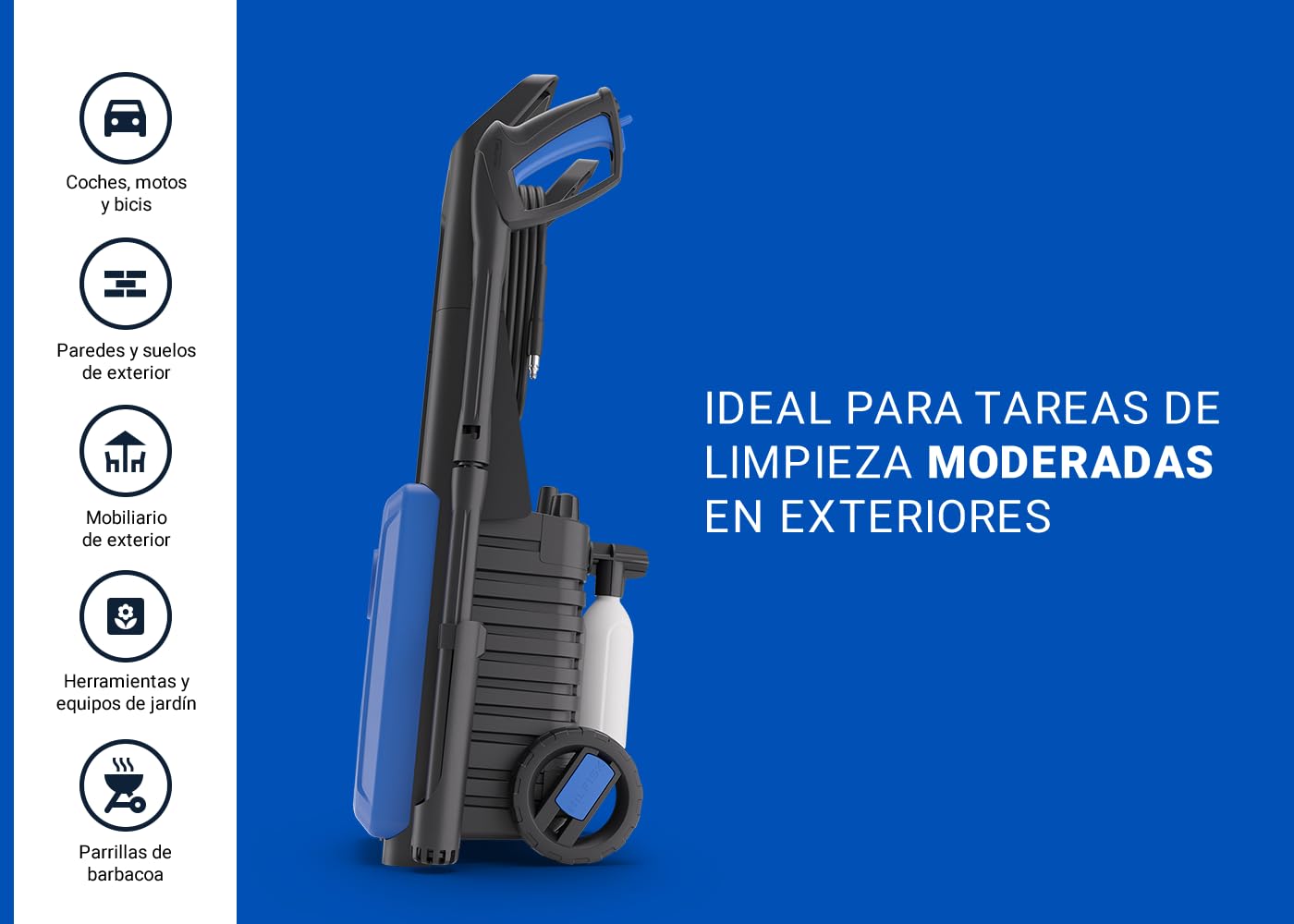 Nilfisk Classic 140 Bares - Hidrolimpiadora de Alta Presión Fácil de Usar - Limpiadora de Patios, Coches y Exteriores (2000 W)