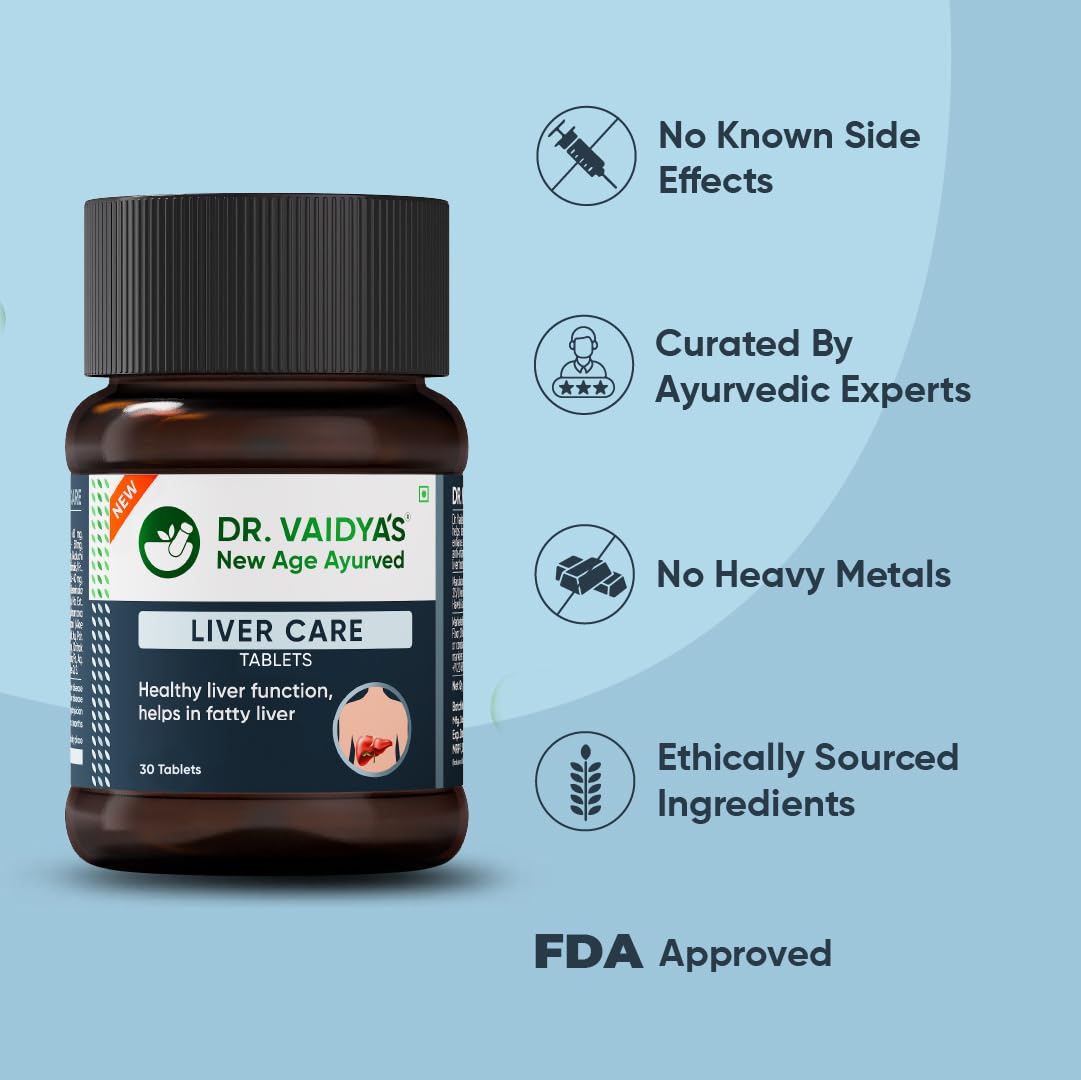 Dr. Vaidya's Liver Care Tablets | Ayurvedic Liver Detox Supplement for Fatty Liver Relief & Natural Liver Cleanse | 60 Herbal Liver Detox Tablets for Men & Women (30 Tablets) (Pack of 2) 1