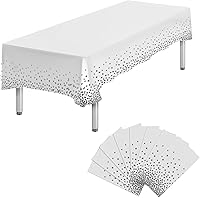 Vista 21 de 6 Paquetes de Manteles de Plástico Desechables Rectangulares Azules y Dorados, 54 x 108 Pulgadas, Mantel de Mesa Rectangular de Plástico Desechable