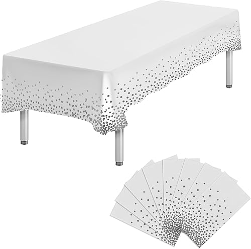 Miniatura 21 de 6 Paquetes de Manteles de Plástico Desechables Rectangulares Azules y Dorados, 54 x 108 Pulgadas, Mantel de Mesa Rectangular de Plástico Desechable