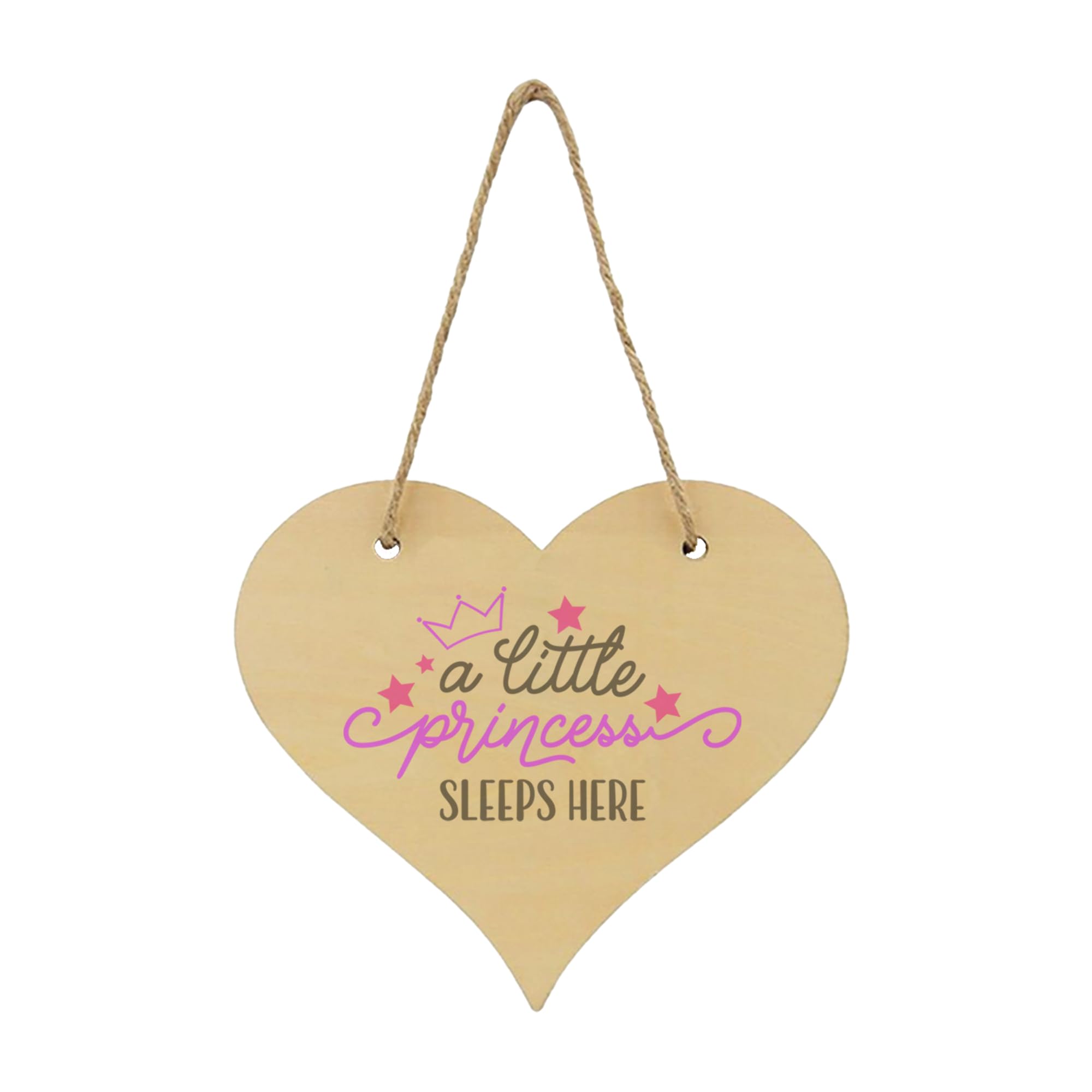 Print Maniacs Door Wall Hanging Personalised Bedroom Sign Kids Child Children's Girls Room Home Heart Princess Sleeps Here Decoration Gift Own Name (No Name)