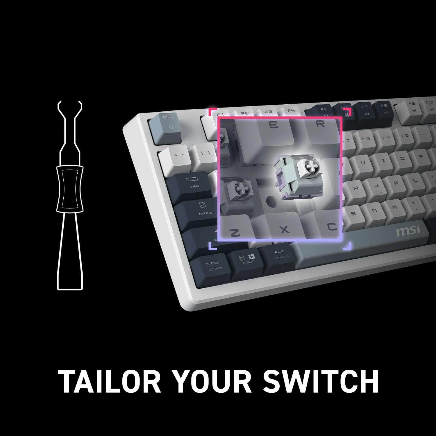 MSI Forge GK600 TKL W Sky US 2.4GHz Wireless (MS-8ZA9 and WD02), Bluetooth RGB Lighting Gaming Keyboard with 1.06-inch Display, 4000mAh - Image 3