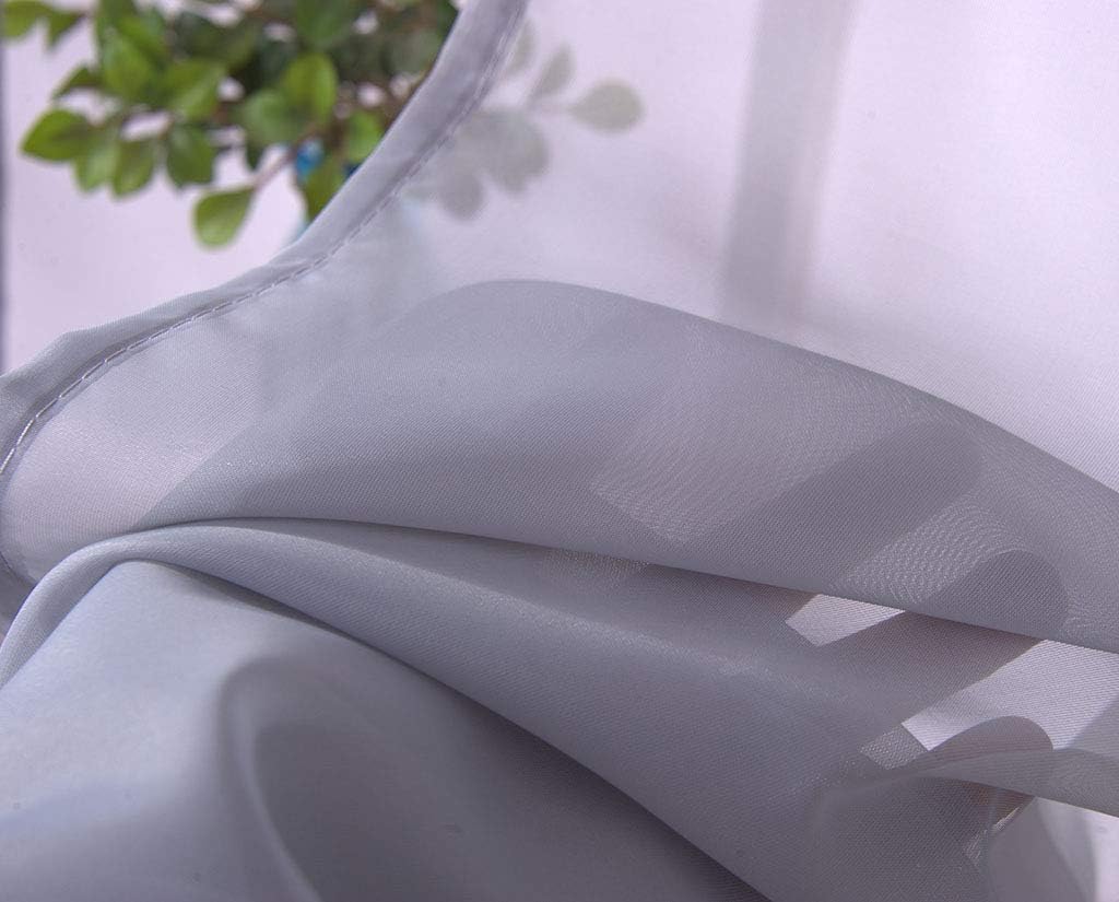 ZebraSmile 1 Panel Tab Top Window Curtains - Bedroom & Living Room Silver Gray Sheer Drapes 57H X55W, W 55.1" x L 57.1" (1 Panels) - Image 5