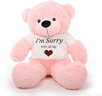 Hug'n'Feel® Soft Toys Big Teddy Bear Wearing I am Sorry with All T-Shirt 5 feet Pink_T Shirt_I am Sorry with All Plush & Stuffed Toys