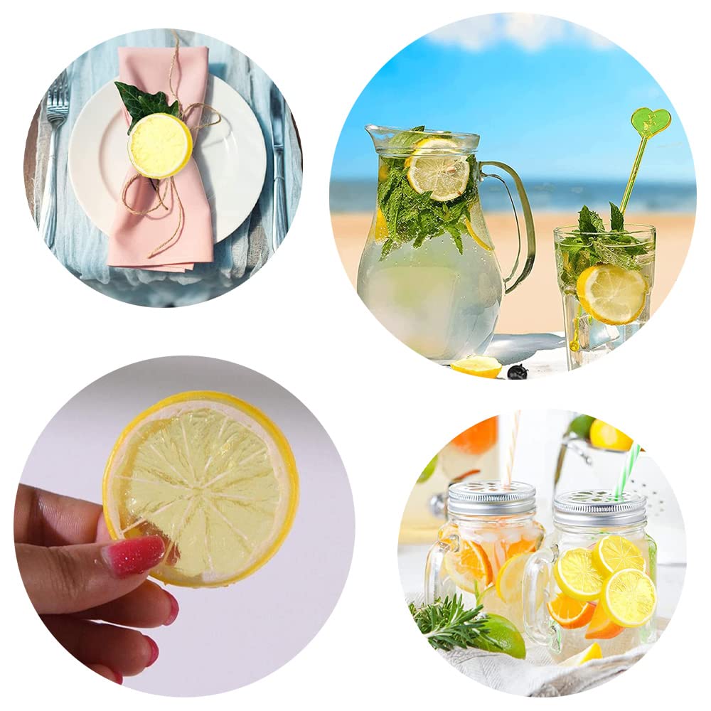 24 pcs,Citrons Artificiels,Tranches Citron,Faux Fruits DéCoratifs RéAlistes, DéCoration Imitation Tranche Citron,DéCoration DéCoration Fruits,pour DéCoration FêTe Maison (Trois Couleurs) A8YR110131a