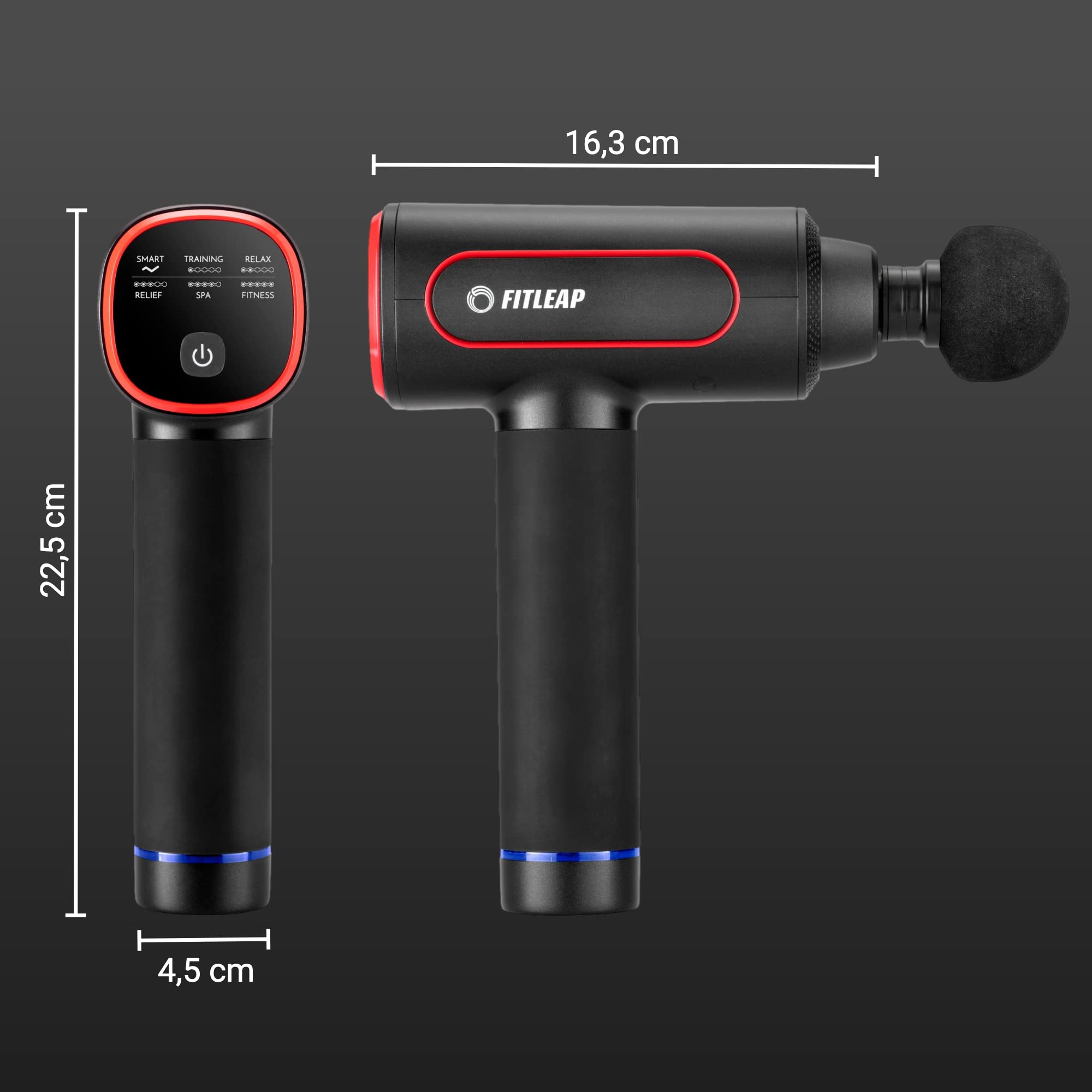 Fitleap Massage Gun Pro mit 2500 mAh Akku für 6 Stunden, 3200 U/min, 720 g | Massagepistole mit Smart-Funktion und USB-C, im Büro oder Fitnessstudio nutzbar, praktische Tasche für Gerät und Zubehör
