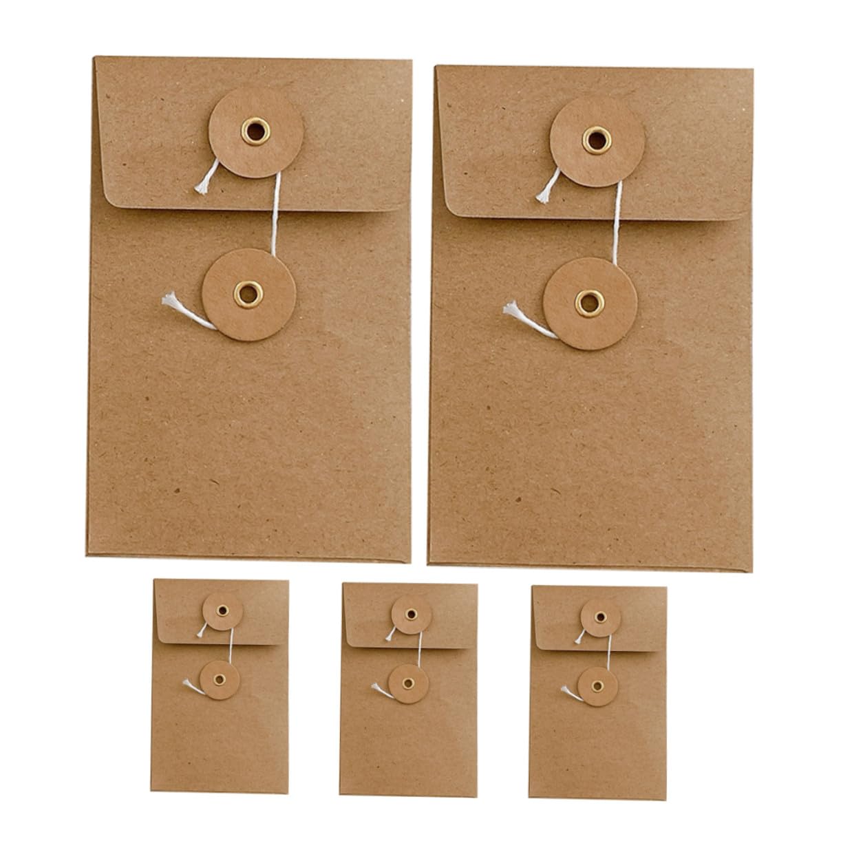 5 Handgefertigte Quadratische Kraftpapierumschläge mit Knopfverschluss Vintage Stil für Grußkarten und Hochzeits Einladungen zur Praktischen Aufbewahrung