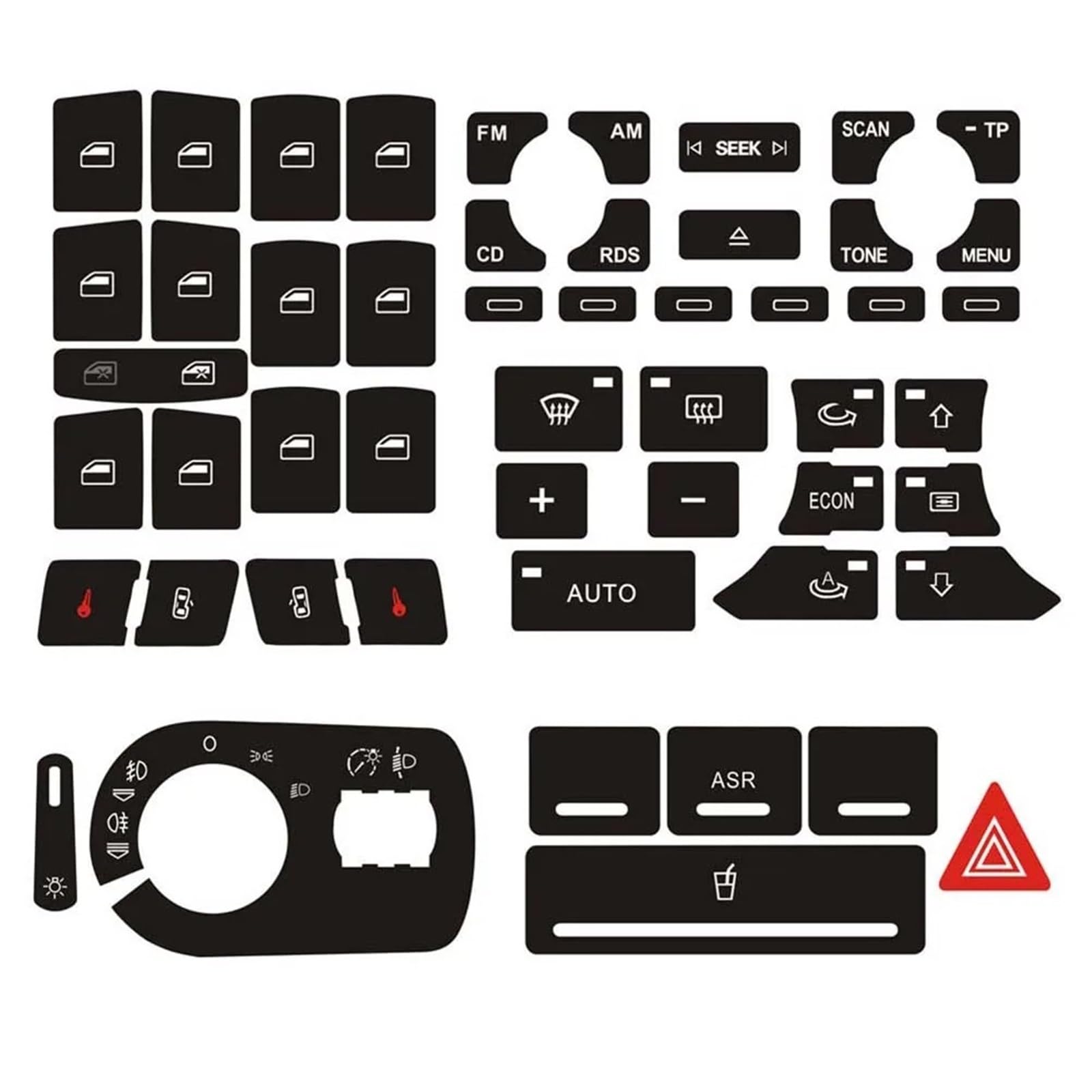 Car Interior Button Sticker Compatible with A3 for 8P 2004-2008 Headlight Button Repair Stickers Worn Knob Switch Interior Decals Decoration Car Styling