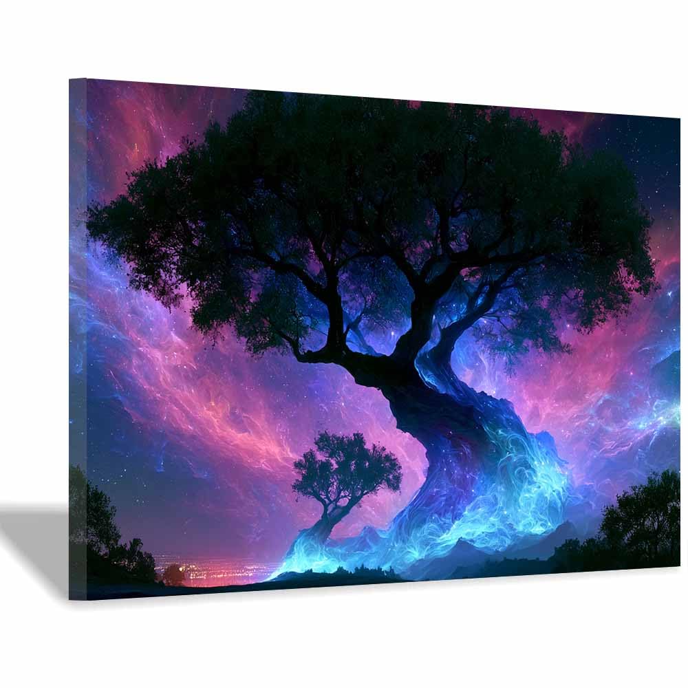 HOQIU Canvas Wall Art Spaces Tree Painting tree poster, landscape wall art, for Living Room Bedroom Bathroom.(Multicolor)-30x40cm Framed