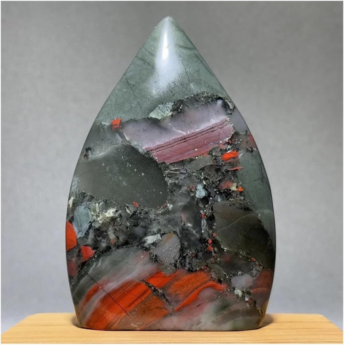Crystal Stone Red Stone Free Form Torch Mineral Rock Home Decoration Crystal Stone Holder Necklace(228g 106mm)