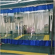 Cortinas divisoras de garaje impermeables, cortina de puerta de vinilo resistente para lavado de autos y bahías de lavado industrial, divisor de patio y porche al aire libre, color azul