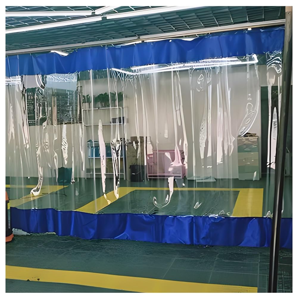 Rideaux de séparation de garage imperméables – Rideau de porte industriel en vinyle pour lavage de voiture, patio et porche, rideau bleu très résistant pour utilisation en dépôt