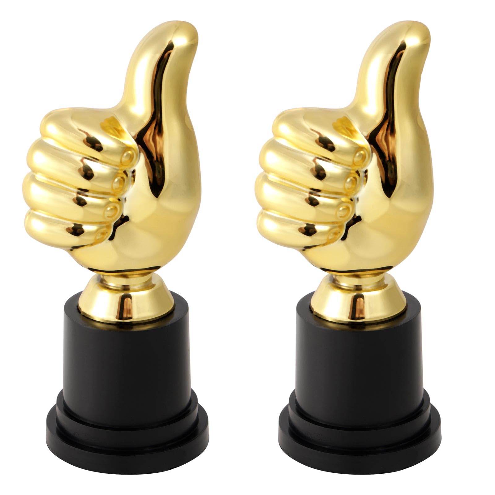 2pz Trofeo Pollice in su Dorato, Incisione da 13cm Divertente Premio per Il Vincitore Realistico Trofeo in Plastica per Celebrazioni Giochi Sportivi Aule Competizioni Premi Regali