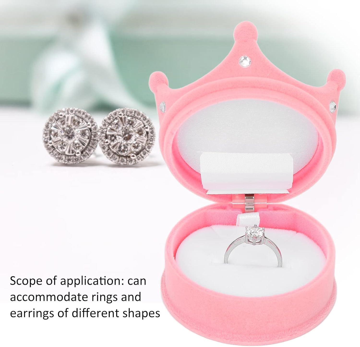 Jewelry Organizer Small Travel Jewelry Box Lovely Flocking Wedding Ring Box Light Pink Jewelry Organizer for Gift Jewelry Box,Jewelry Organizer Box