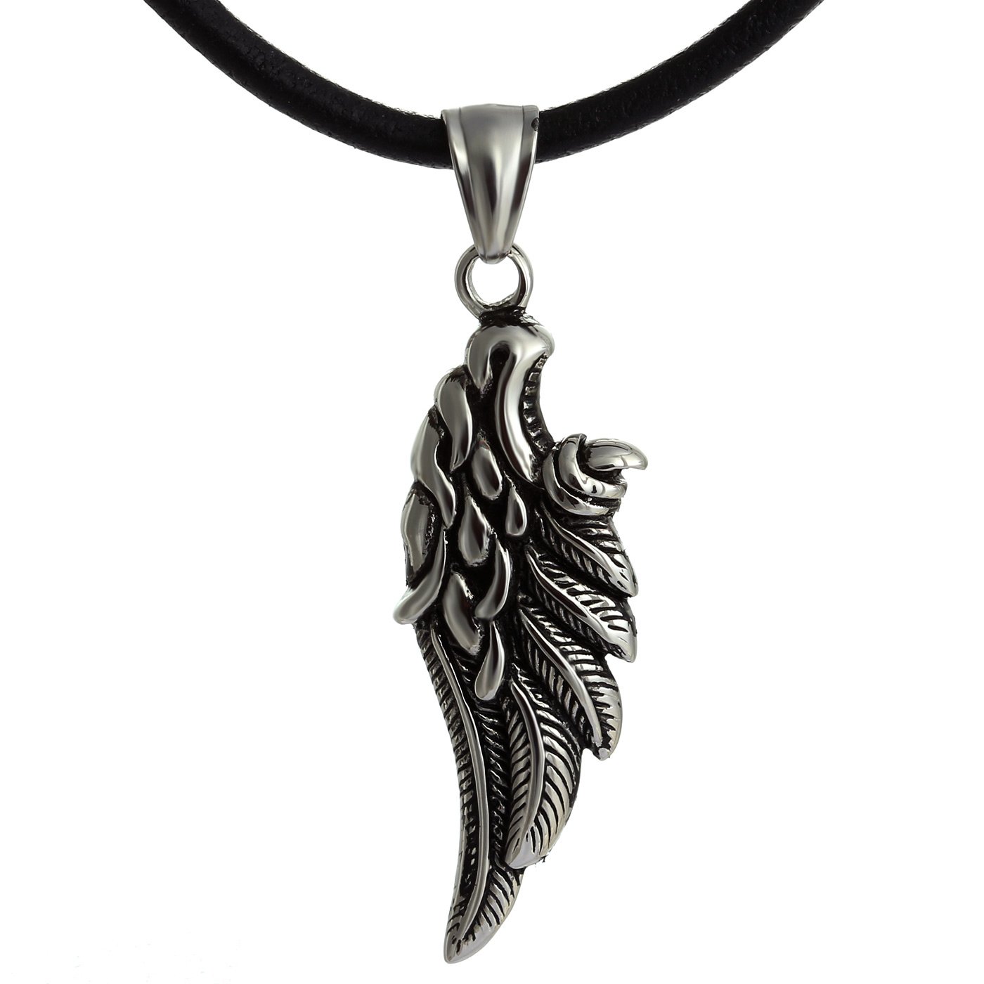 Collana da uomo in pelle DonDon 50 cm e Tribal simbolo ciondolo in acciaio inox Maori confezionata in un sacchetto di velluto nero