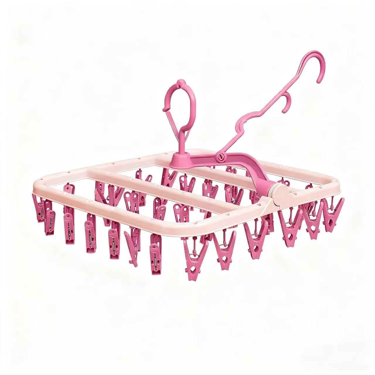 XEAGJKMF Sock dryer with pegs for washing line with 32 clips and 360ยฐ suitable for socks underwear insoles baby clothes gloves (pink)