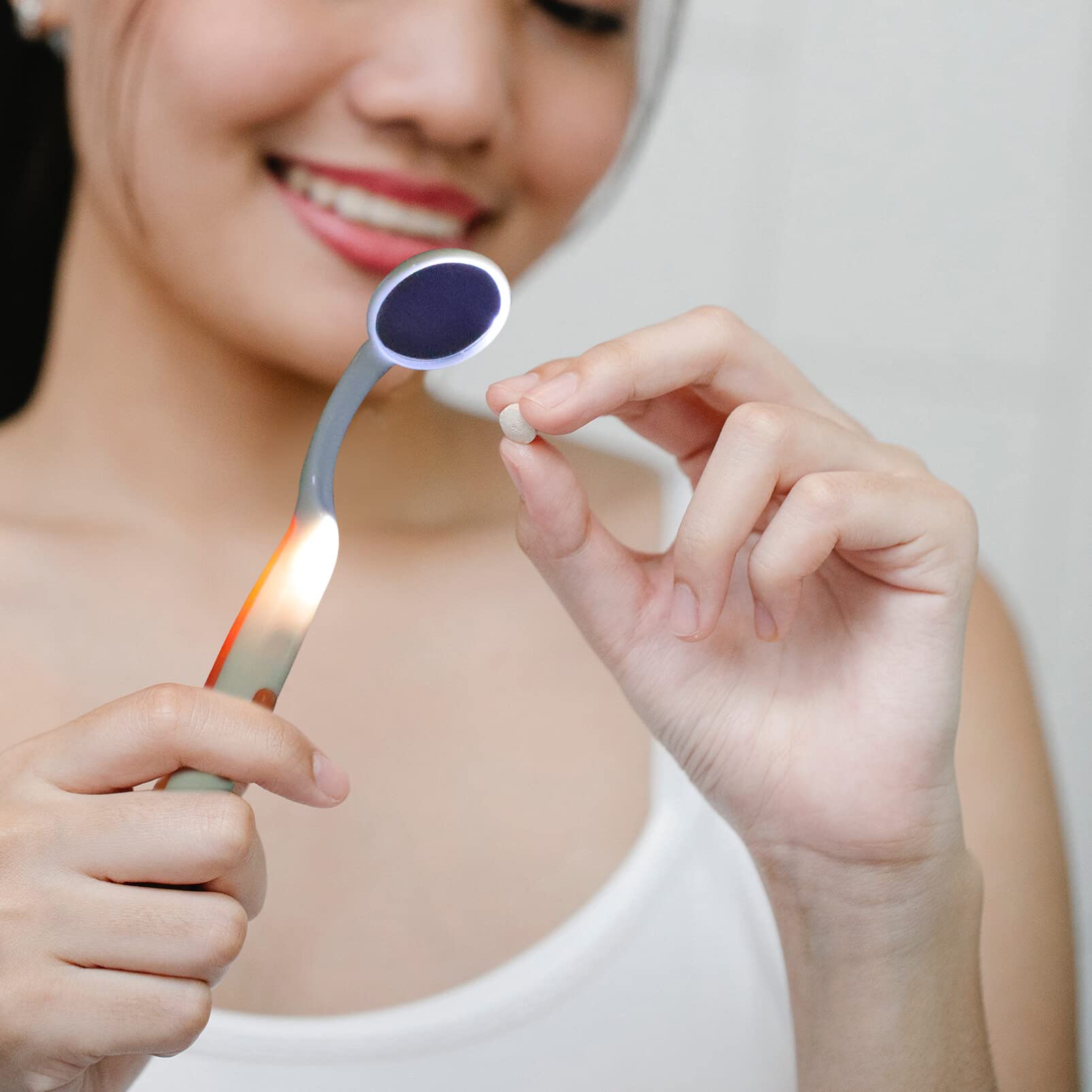 SUPVOX Espejo Oral con Luz LED Herramienta Inspección Bucal 2 Unidades