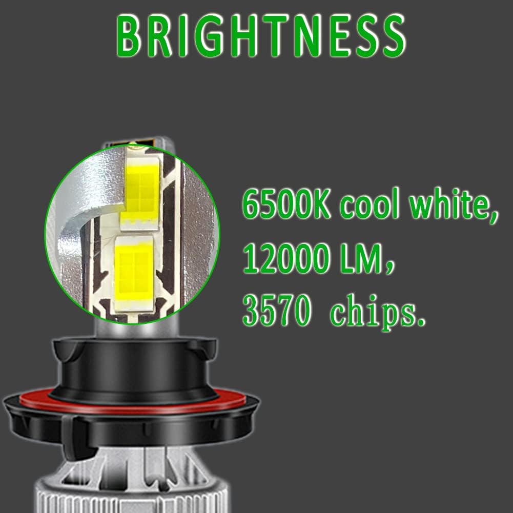 Polaris LED light Bulb, H13/9008 UTV Fog Bulb compatible with Polaris Ranger 800 900 1000 XP bulb, RZR 570/900/1000s 4012279, Hi/Lo Beam 12000LM 60W Cool White, 2-Pack