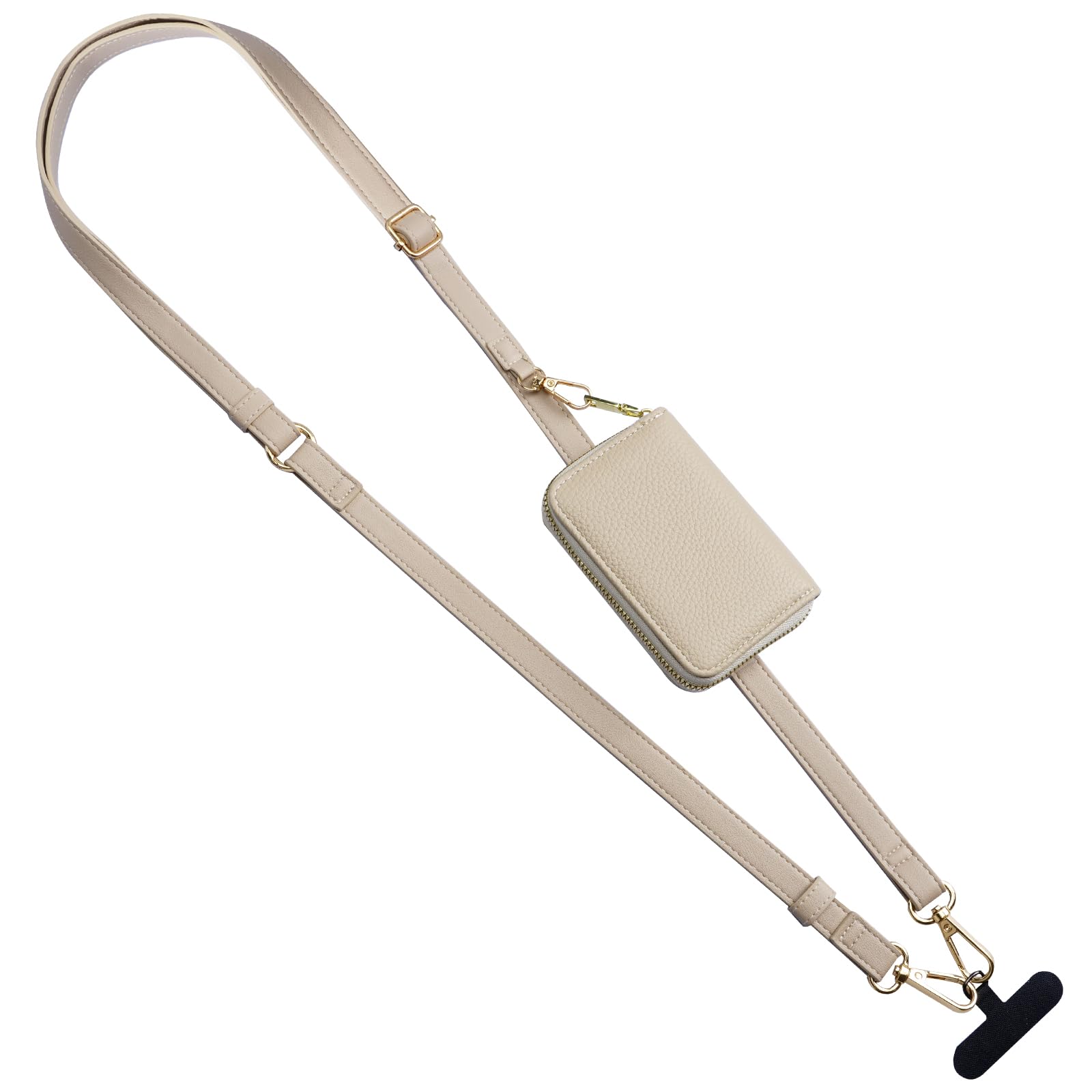 TiMOVOTiMOVO Clip & Go Strap Phone Lanyard, Cell Phone Strap with Leather Wallet Pouch, Universal Crossbody Phone Lanyard Adjustable Neck Strap Compatible with Most Smartphones, Khaki