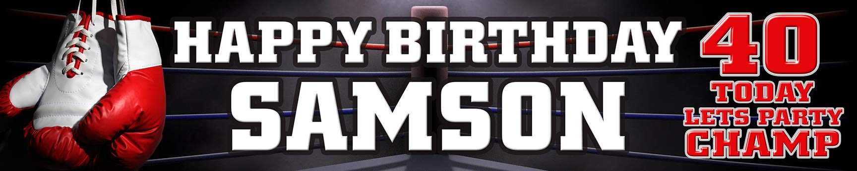 2 Personalised Birthday Banners - Boxing Design - Any Name & Any Age (Approx 40 x 8 inches)