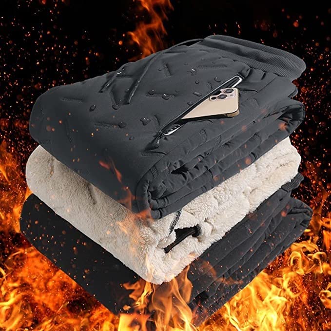 Fleece gepolsterte Hose Herren Gefütterte Wintersport-Lange Fleece-Thermohose, Warme Jogginghose, Gefütterte Thermohose, Dicke Thermohose