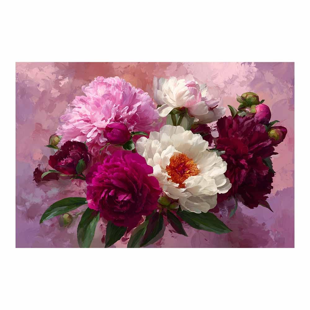 Xeniou Multicolor Flower Posters Pink Peony Bouquet Canvas Wall Art, For Living Room Bedroom Restaurant Home Office Wall Decoration(Multicolor)-80X120cm Unframed