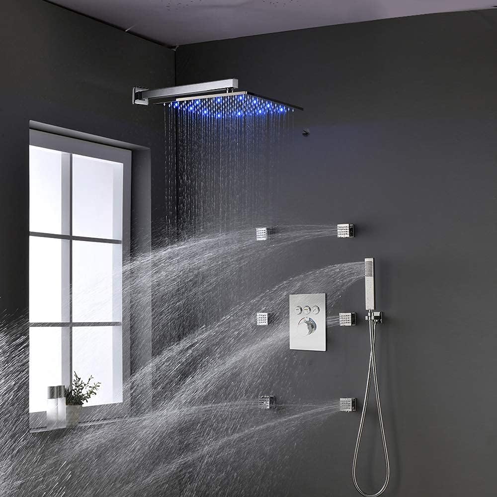 40% оƒƒ Dіѕсоunt Backnets Shower System,12 Inch Wall Mounted LED Rain Shower Head System with Body Jets and Handheld, Shower Faucet Fixture Set, Backnets Can Use All Options at A Time (Polished Chrome) Bеѕt Dеаl Backnets Shower System,12 Inch Wall Mounted LED Rain Shower Head System with Body Jets and Handheld, Shower Faucet Fixture Set, Backnets Can Use All Options at A Time (Polished Chrome)
