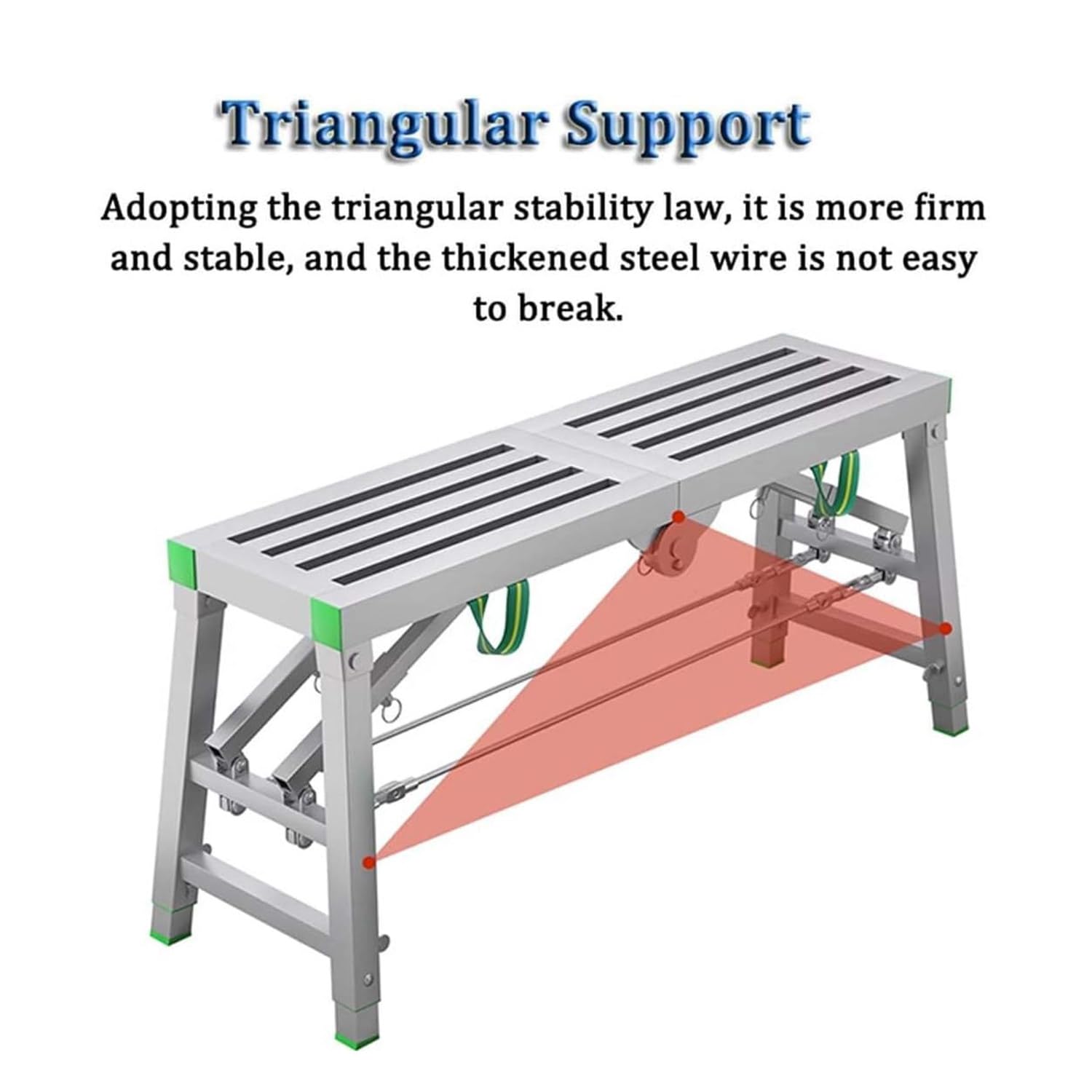 Plataforma Trabajo Plegable Portátil y Ajustable, Escalera Mano de Acero, Andamio Plegable, Carga Máxima 800 Libras, 160*40