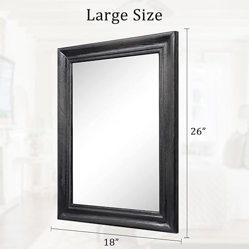 Vista 73 de Espejo de pared con marco de madera rústica, espejos colgantes rectangulares para pared, grande, decorativo para baño, dormitorio, granja, sala